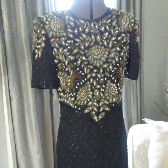 Laurence Kazar Beaded Cocktail Dress - Picture 1 of 8